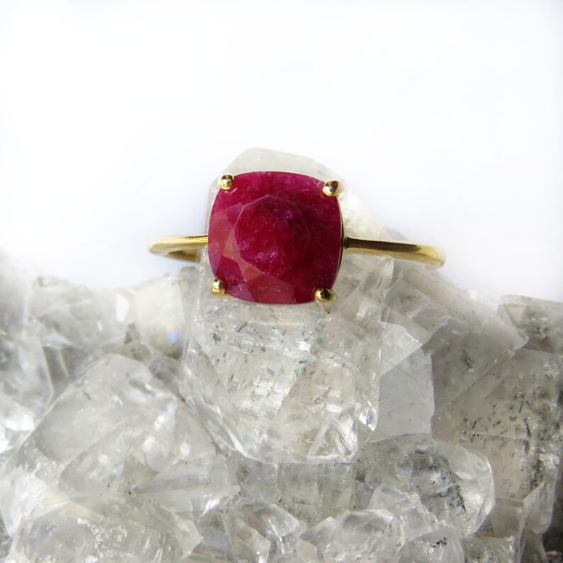 Radiant Ruby Ring in Gold raw ruby ring in gold natural ruby image 7