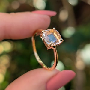 Natural Clear Quartz Ring, quartz ring, solitaire stacking genuine clear quartz ring, unique natural clear quartz, square quartz ring