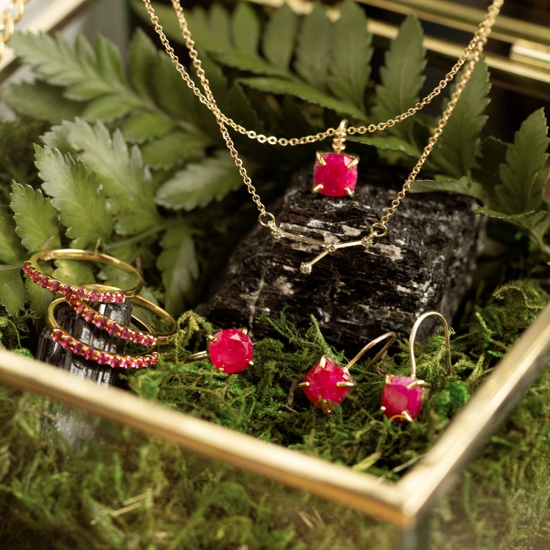 ring, pink ruby eternity band, stacking ring, round, silver, yellow gold, rose gold