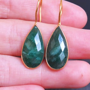 Emerald Earrings Giant Drop Emerald Earrings Raw Emerald - Etsy