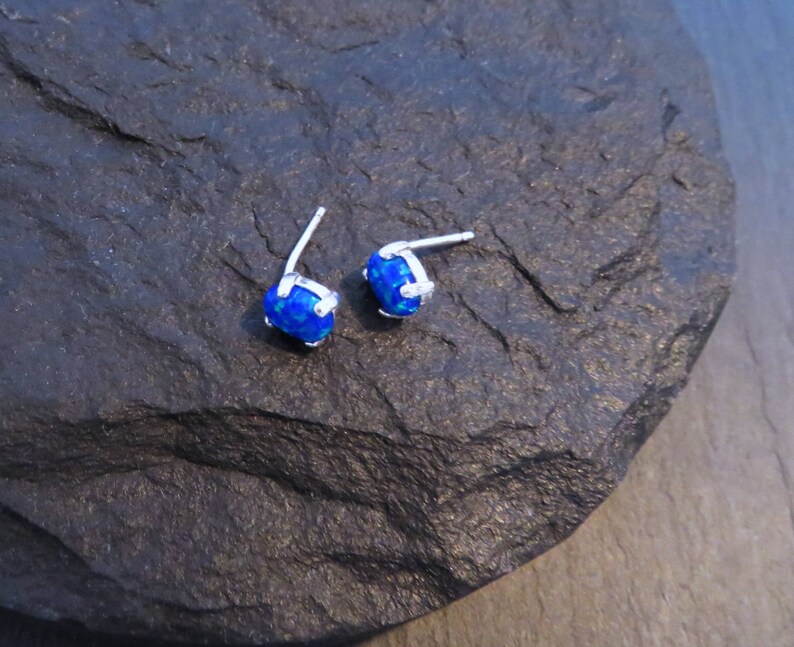 14 Karat Gold Plated Synthetic Blue Opal Studs