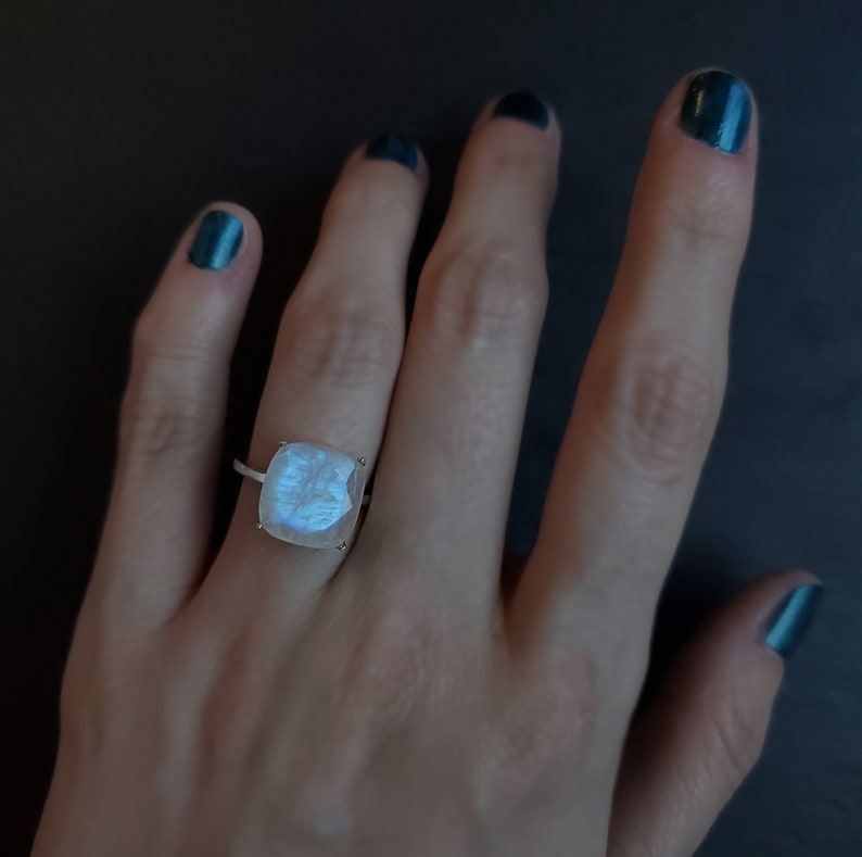 Statement Moonstone Ring Vintage Square Moonstone Ring Etsy