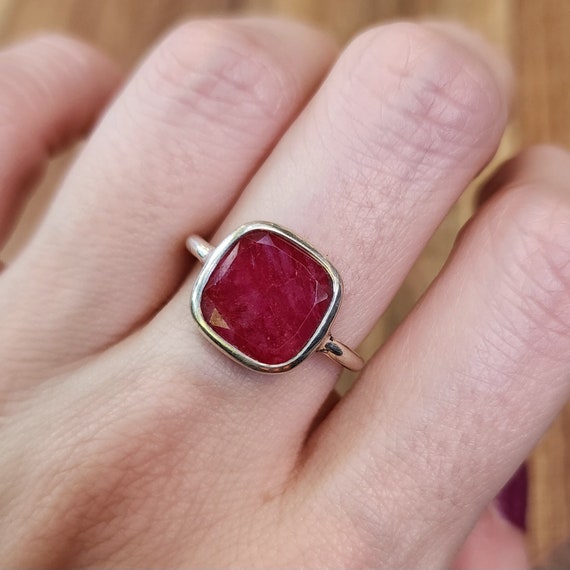 Large Natural Ruby Bezel Ring 5 Ct Ruby Ring That Touches Skin