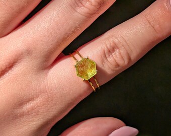 ヘキサゴンダブレットペリドットリング、ヘキサゴンジェムストーン