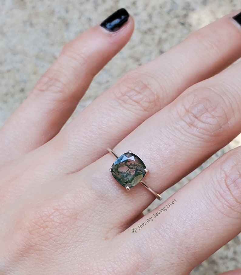 stacking moss agate ring