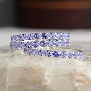 Tanzanite Eternity Band, tanzanite ring, natural tanzanite half eternity band, purple violet tanzanite gemstone engagement wedding band