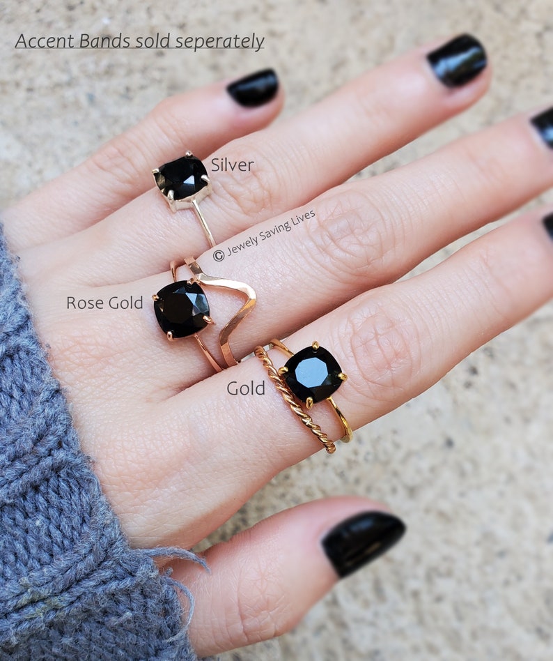 Black Onyx ring, one of a kind genuine black onyx ring, raw onyx ring, solitaire stacking natural onyx ring, square dark black onyx ring image 7