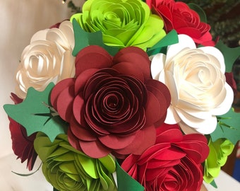 Christmas paper flower bouquet, Holiday paper flowers, Christmas gift bouquet, paper flowers, Christmas Florals