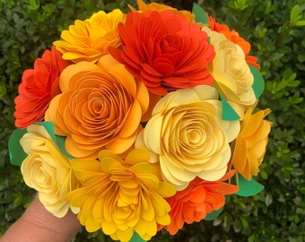 Paper Flower Bouquet: Autumn Colors, Handmade Rosettes