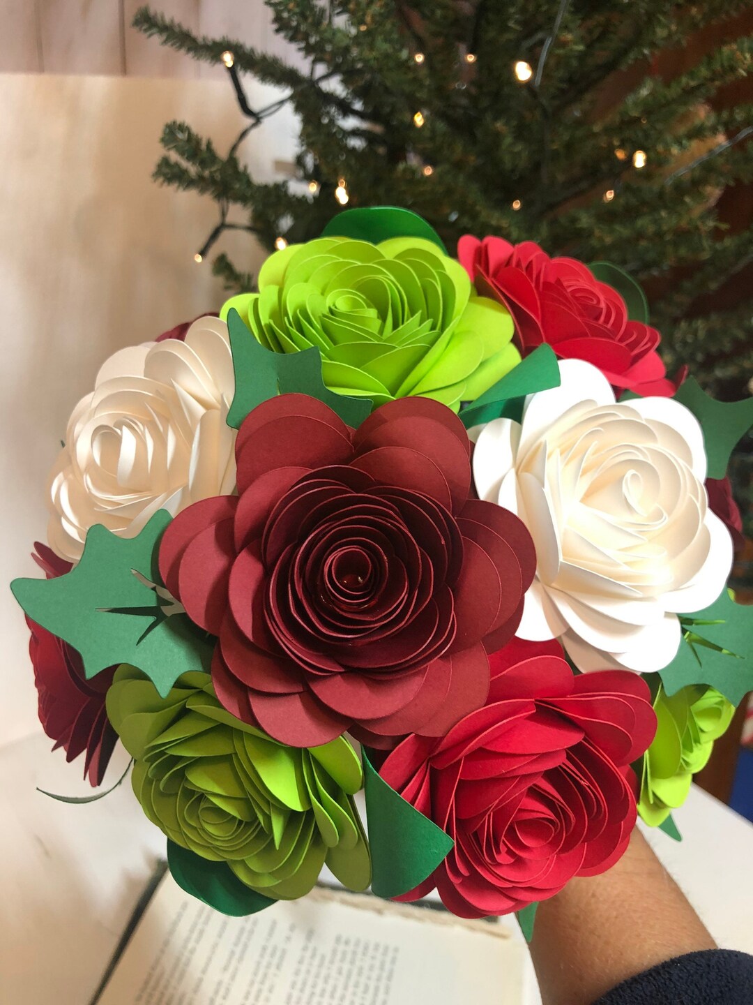 Christmas Paper Flower Bouquet, Holiday Paper Flowers, Christmas Gift