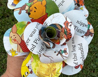 Children’s storybook roses set of 7. Book page roses ready to ship. Paper flowers