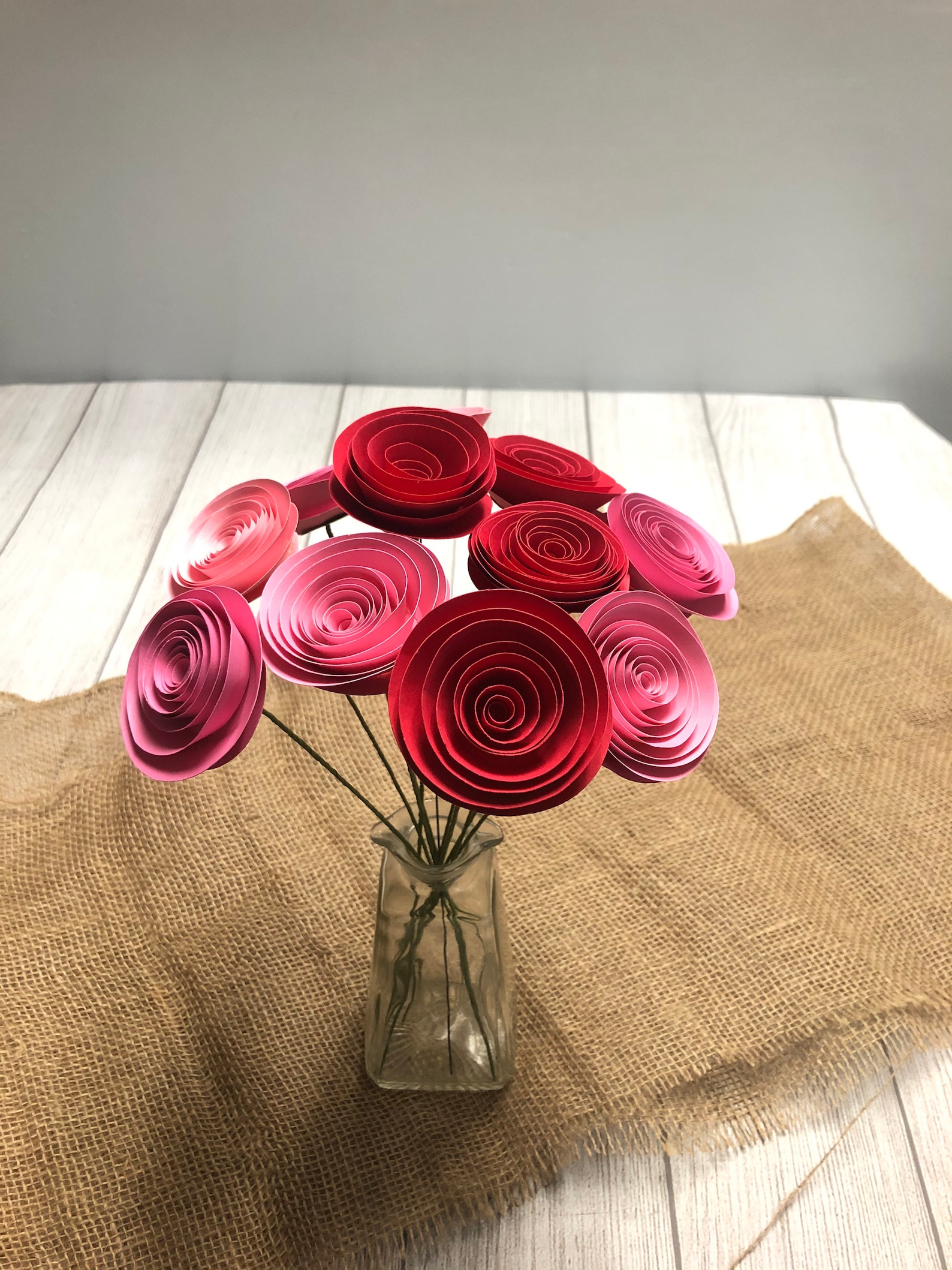 Valentine Paper Flowers Floral Bouquet Paper Bouquet Red - Etsy