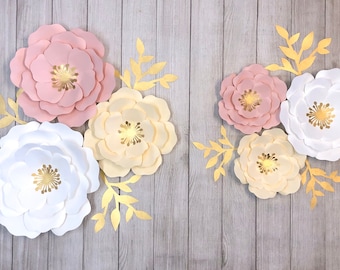 Paper Flowers , Pink Flower Wall Art , Girls Room Wall Decor , Large Backdrop Flowers , Nursery Flowers , Room Decor