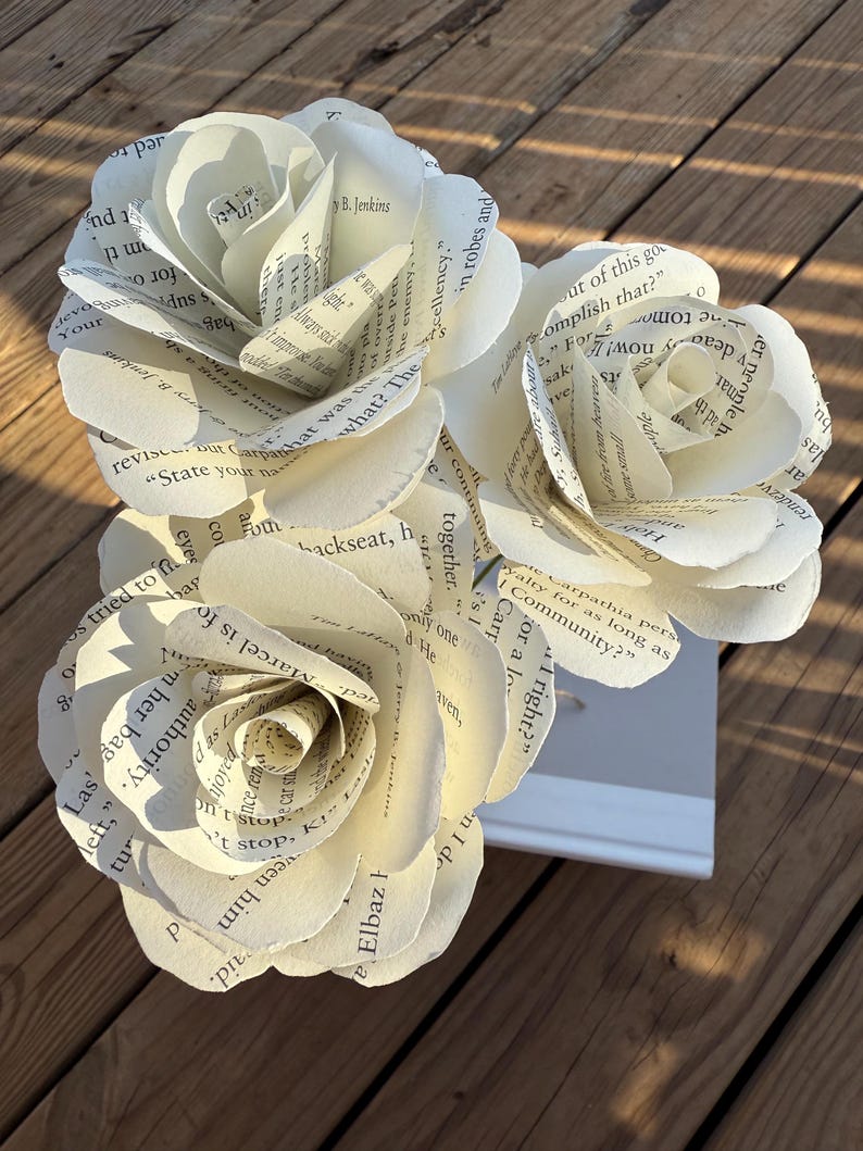 Handmade Book Page Rose With Stem: Literary Gift, Book Decor - Etsy