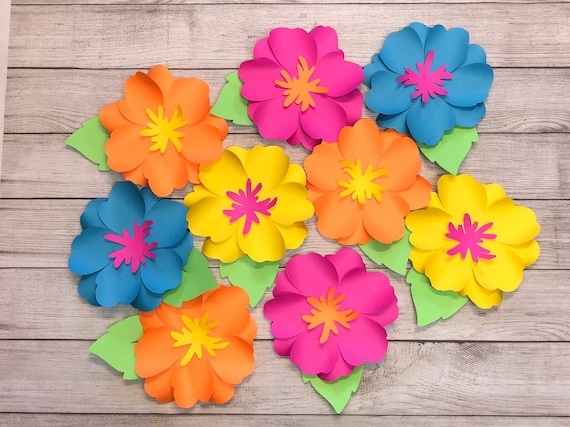 Flores de papel de hibisco flor de papel tropical flores de - Etsy España