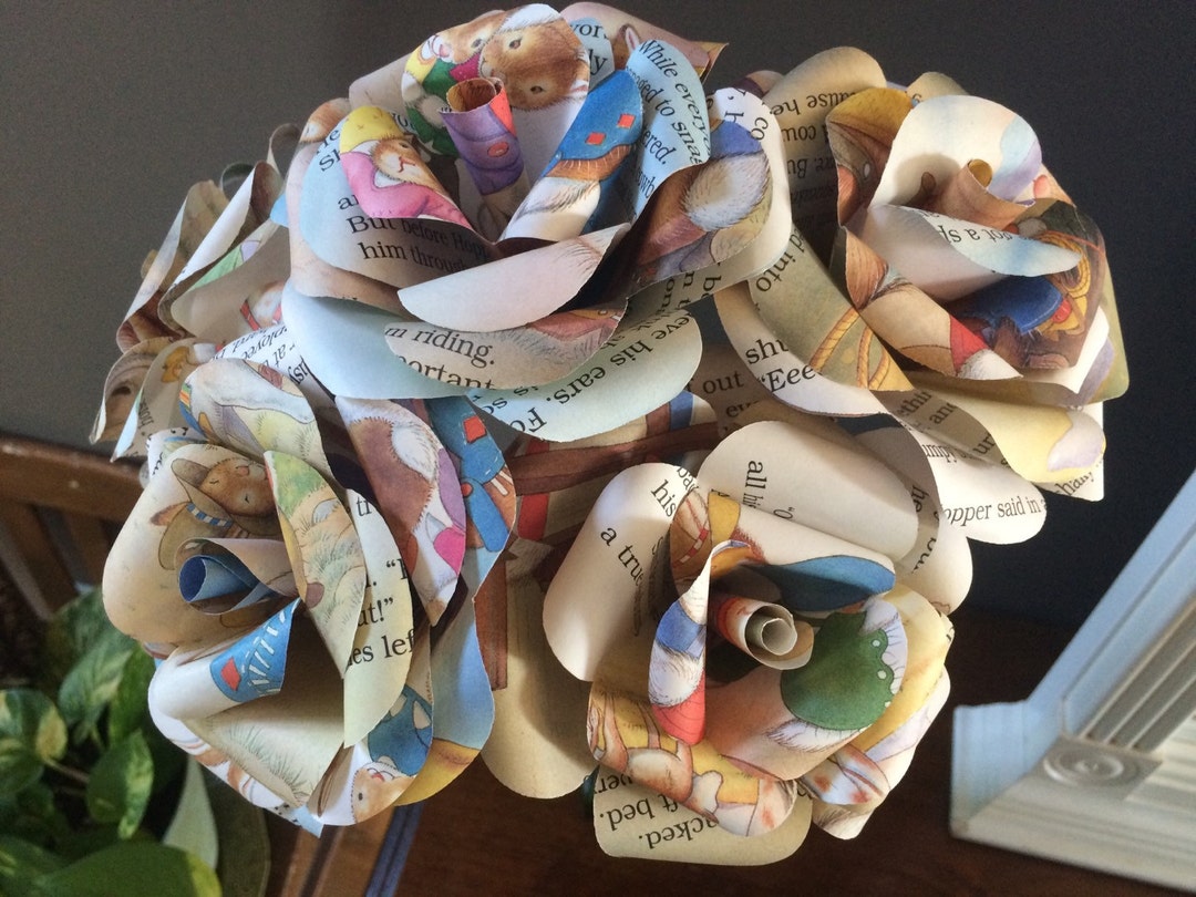 Children's Book Page Roses: Handmade Storybook Flower Bouquet - Etsy