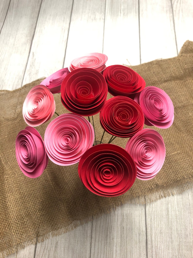 Valentine Paper Flowers Floral Bouquet Paper Bouquet Red - Etsy