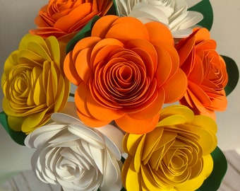 Candy corn bouquet, Halloween florals, Gift bouquet - paper flowers - nursery decor - paper flower bouquet - multi rosettes