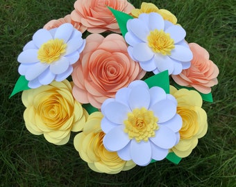 Paper flower bouquet, Paper Bouquet, small floral bouquet, roses, daisy, your choice of colors, paper flower arrangement “The Daisy Mae”