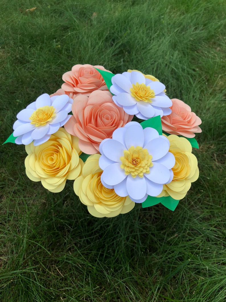 Paper Flower Bouquet Paper Bouquet Small Floral Bouquet Etsy