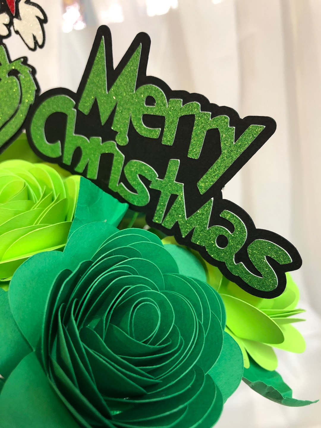 Christmas Holiday Paper Flower Bouquet, Fun Christmas Gift, Grinch