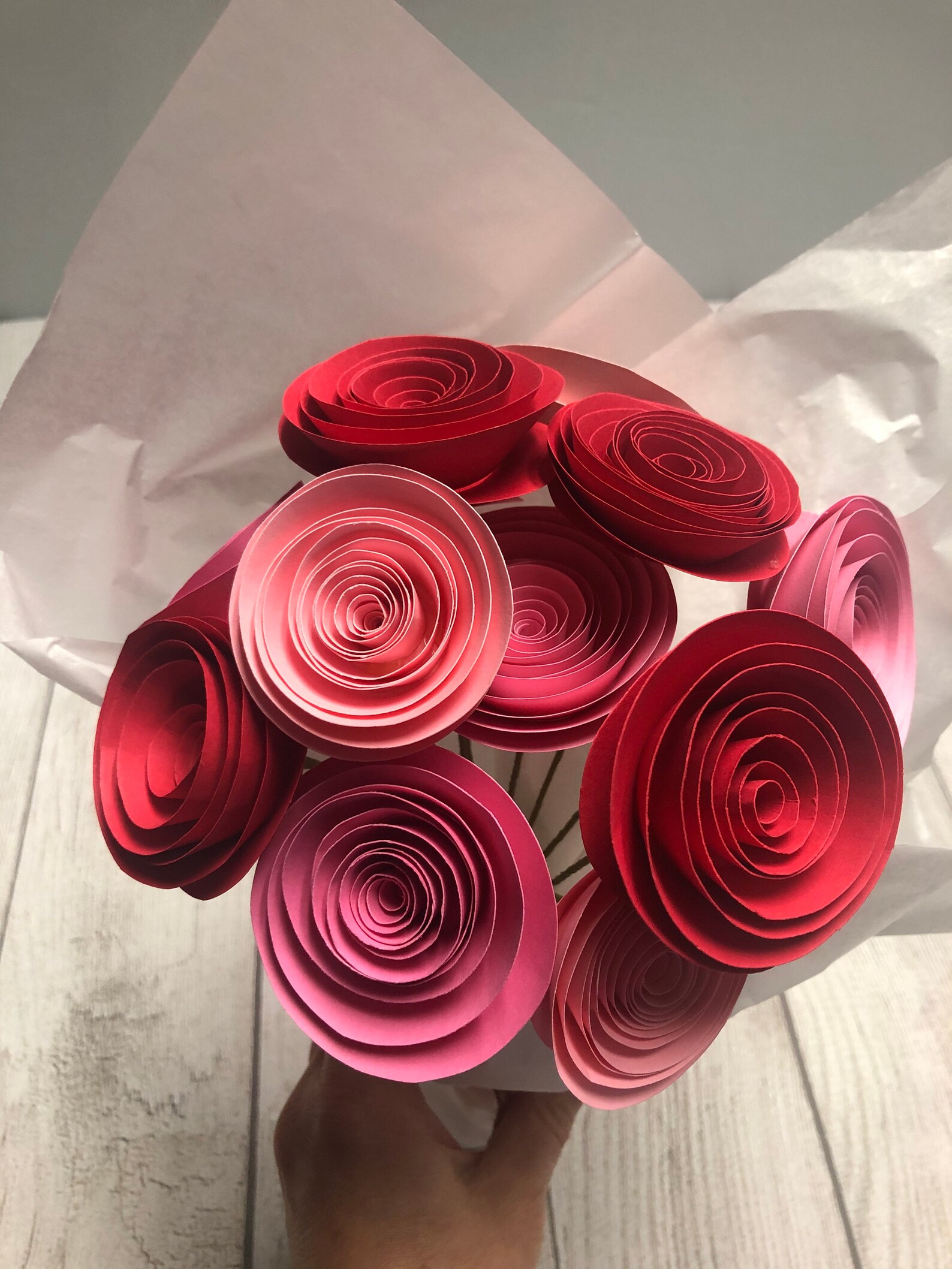 Valentine Paper Flowers Floral Bouquet Paper Bouquet Red - Etsy
