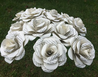 12 book paper flowers , loose stemmed roses, diy wedding flowers  , centerpiece flowers, storybook roses