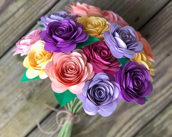 Ramo de regalo - flores de papel - decoración de vivero - ramo de flores de papel - rosetas múltiples