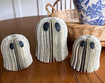 Book page ghost, mom and baby ghost, book page shelf decor