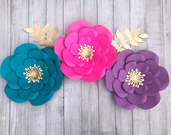 Large paper flowers ~ Any Color ~ Backdrop flowers ~ large Florals ~ Wall Hanging ~ Girls Room Decor ~ Paper Flower Set