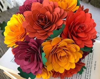 Fall Paper Flower Bouquet, Paper Sunflowers, Paper Roses, Gift Bouquet