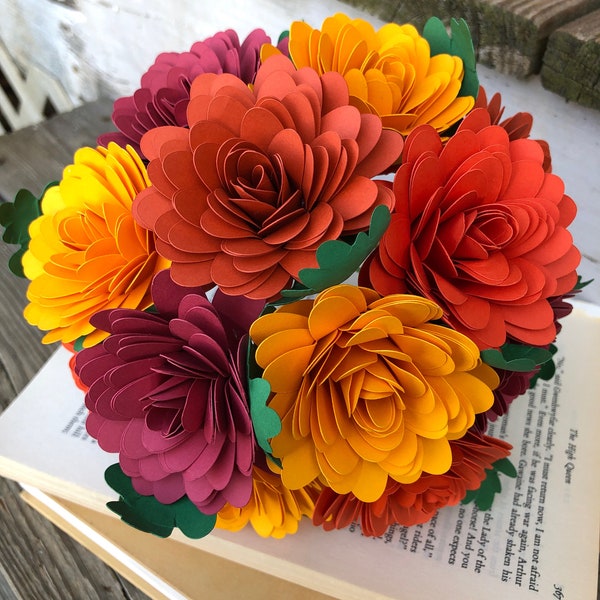 Fall Paper Flower Bouquet, Paper Sunflowers, Paper Roses, Gift Bouquet