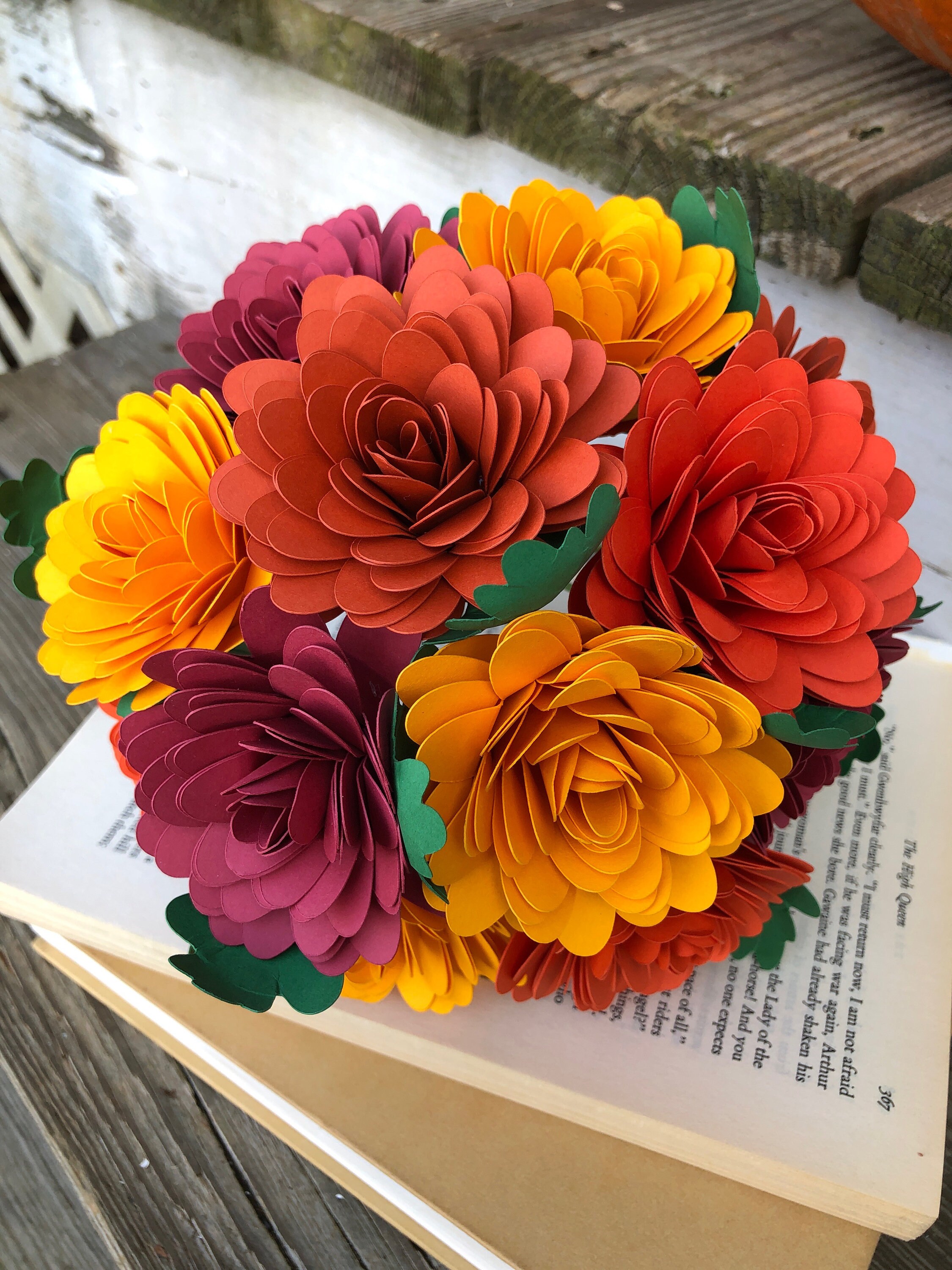 Fall Paper Flower Bouquet, Paper Sunflowers, Paper Roses, Gift Bouquet