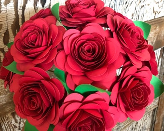 Bouquet de fleurs en papier rosette rouge - Décoration de chambre d'enfant faite main