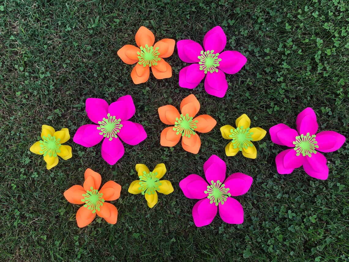 Any Color Paper Flower Set Wall Flowers Tropical Paper Etsy