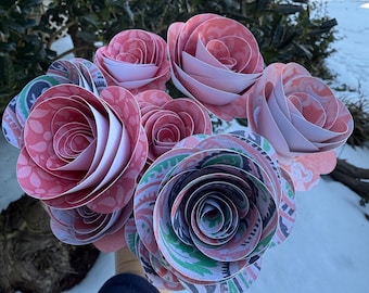 Bouquet de fleurs en papier, fleurs en cadeau, bouquet de fleurs pour toujours