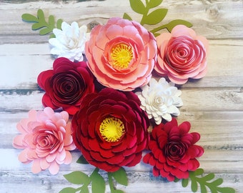 Paper Flowers, set of 8, small paper flowers, DIY crafts, 3D flowers, DIY wedding, flowers for signs, nursery decor, wall flowers