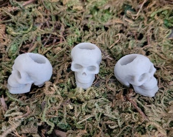 Soft Grey 3D Printed Skull Dreadlock Dread Beads