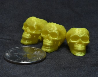 Lemon Yellow Shimmer 3D Printed Skull Dreadlock Dread Beads