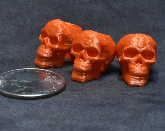 Tangerine Orange Shimmer 3D Printed Skull Dreadlock Dread Beads