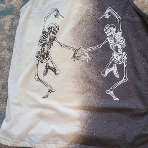 Dancing Skeleton bleached Tank Bleached women's tank Sumner tanks women's tank women's tee skeleton tank skeleton tee half and half tank