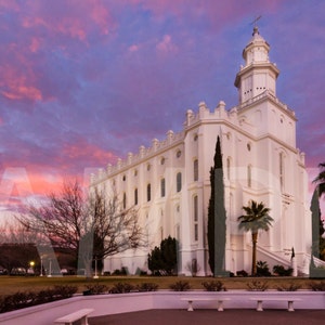 Sunrise at the St. George Utah Temple of The Church of Jesus Christ of Latter-day Saints