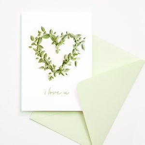 I Love You Karte Liebe druckbare Grußkarte für Freund Freundin Mann Frau, romantische Grußkarten Botanische Karte