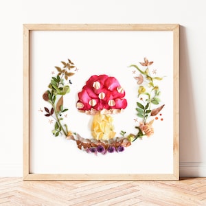 Cartel de setas, decoración de otoño, decoración de la habitación de la cabaña, seta mágica, decoración de vivero del bosque, impresión de setas, arte de pared boho, regalos de setas