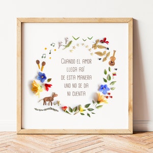 Venezuela Art Made with Flowers, Canción Caballo Viejo Quote Print, Perfect Gift for Your Venezuelan Friend, Caracas Venezuela wall art