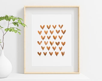 Fall decor, Digital download wall art, Printable art, Hearts wall art, anniversary gift, Boho Wall Decor, Rustic Home Decor