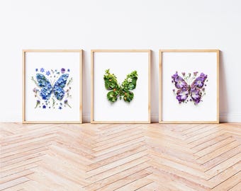 Butterflies Set of 3 Prints wall art Butterfly Print Butterfly Wall Decor Printable Butterfly Wall Art Downloadable Art Butterfly Poster