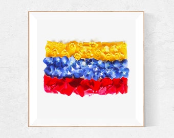 Venezuela wall art, Venezuelan flag made with flowers, Venezuela Poster