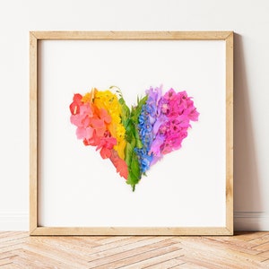 Regenbogen Druck, LGBT Kunst Pride Flagge Liebe Wandkunst mit Regenbogen Blumen, Regenbogen Wandkunst