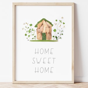 Home sweet home printable, botanical prints, House warming gift, Home decor, Printable wall art, quote wall art, New home gift